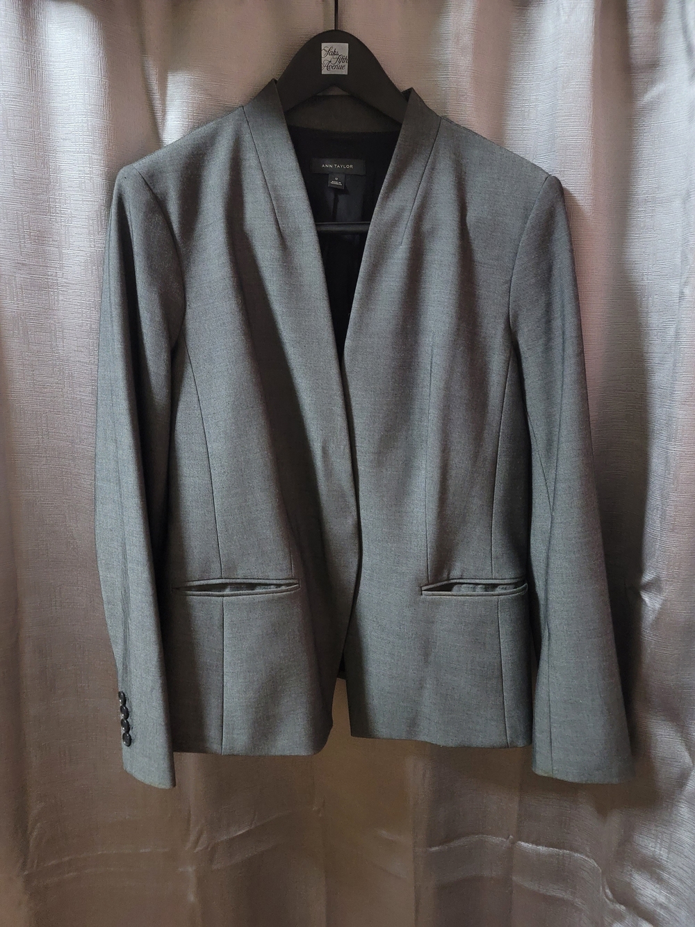 Ann Taylor Gray Collarless Blazer 12